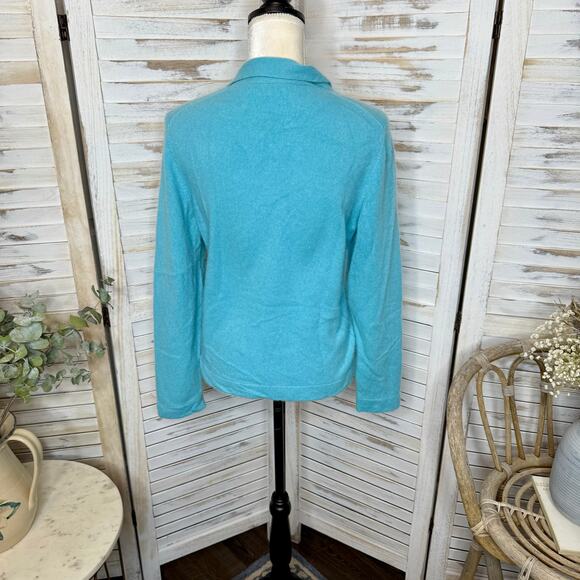 CASHMERE CHARTER CLUB LUXURY Women's Medium 100% Cashmere Sweater Turquoise Blue - Picture 4 of 13
